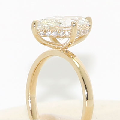 2.5ct Marquise Lab Grown Diamond Hidden Halo Engagement Ring 14k Yellow Gold LG919
