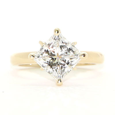 2ct Princess cut Lab Grown Diamond Ring, East, West, North, South Style Yellow Gold LG916