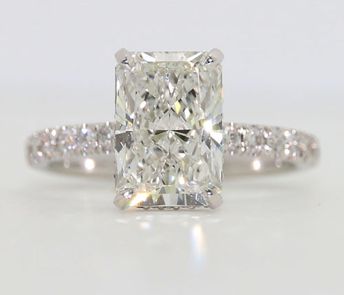 4ct Radiant cut Lab Grown Diamond Engagement Rings 14k Yellow Gold ER-15