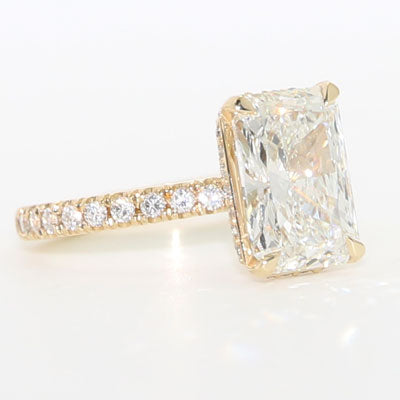 4ct Radiant cut Lab Grown Diamond Engagement Rings 14k Yellow Gold ER-15