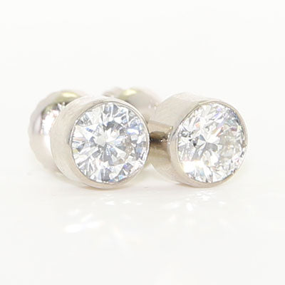 Bezel Set Lab Diamond Studs Earrings in 14k White Gold LDE-1