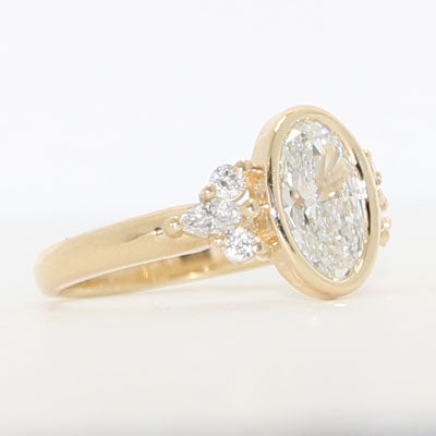 Oval Bezel Diamond Engagement Ring 14k Yellow Gold LG918 | Custom Made Toronto