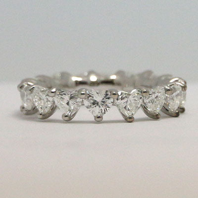 Eternity diamond wedding band heart shape lab grown diamonds 14k white gold