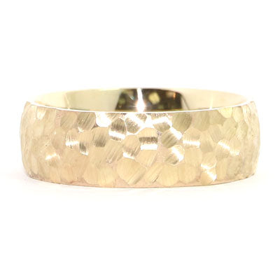 W9J001 Hammered Wedding Ring 10k Yellow Gold