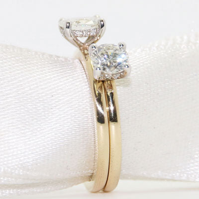 Half Carat Lab Grown Round cut Diamond Hidden Halo Style 14k Yellow Gold ER-02