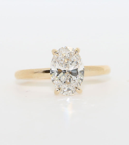 Lab Grown Diamond Ring 1.5ct Oval Cut in 14k Yellow Gold LG906