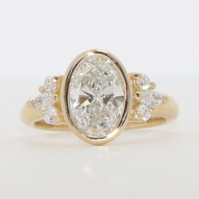 Oval Bezel Diamond Engagement Ring 14k Yellow Gold LG918 | Custom Made Toronto