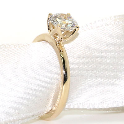 Petal Style 1ct Lab Grown Round cut Diamond Solitaire Engagement Ring 14k Yellow Gold LG903