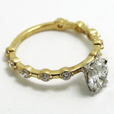 Floating Diamonds Engagement Ring 14k Yellow /White Gold MER-P04