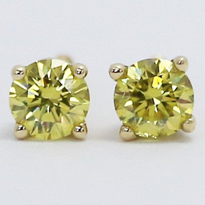 0.25 Carats Yellow Diamond Studs Earrings 14k Yellow Gold CA25