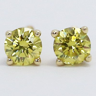 0.43 Carats Yellow Diamond Studs Earrings 14k Yellow Gold CA43