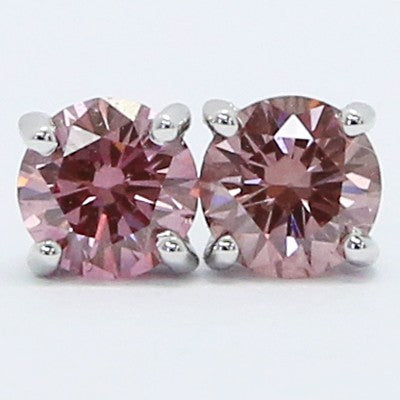 0.44 Carats Pink Purple Diamond Studs Earrings 14k White Gold PP44
