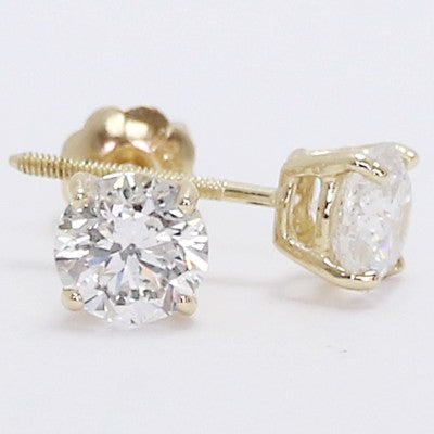0.90 Carats Round Studs Earrings 14k Yellow Gold BRY90