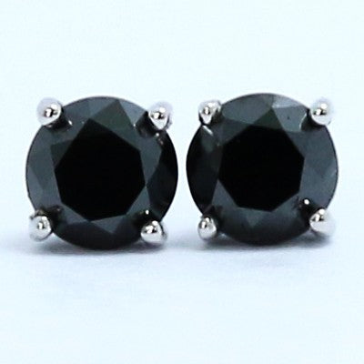 1.16 Carats Black Diamond Studs Earrings 14k White Gold BK116