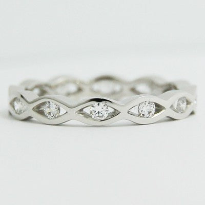 L93768-(2.0-3.0mm) Wave Style Eternity Wedding Band 14k White Gold