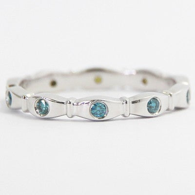 2.1-2.5mm Gypsy Set Designed Color Wedding Band 14k White Gold