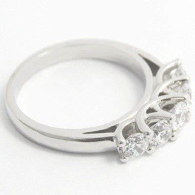 2.5mm Five Stone Lucida Style Wedding Band 14k White Gold
