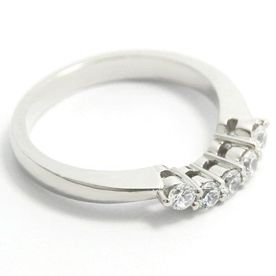W93622 2.6-1.8mm Five Stone Cathedral Curved Band 14k White Gold
