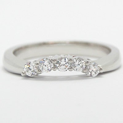 W93622 2.6-1.8mm Five Stone Cathedral Curved Band 14k White Gold