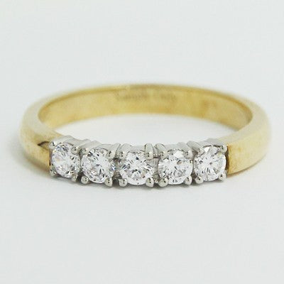 L93878-(2.6mm) Classic Five-Stone Wedding Band 14k Yellow Gold