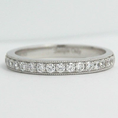 W93321-(2.6mm) Pave with Milgrain Channel Band 14k White Gold