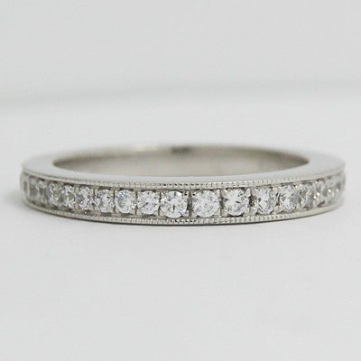 2.6mm Slightly Raised Eternity Diamond Bend 14k White Gold 