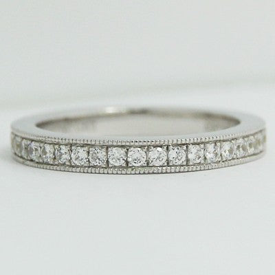 L93853-(2.8mm) Milgrain Eternity Wedding Band 14k White Gold