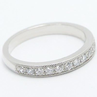 2.8mm Milgrained Channel Set Diamond Band 14k White Gold
