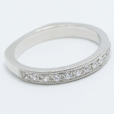 W93490 2.9mm Pave Set Euro Shank Diamond Wedding Band 14k White Gold