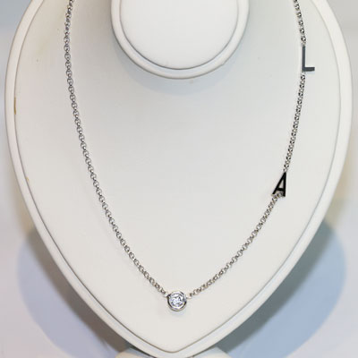 Diamond Pendant and Chain with Initials in 10k Gold P25