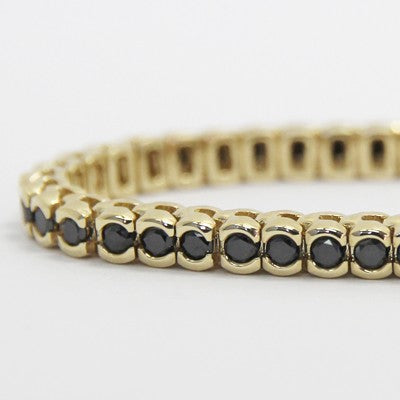 Carats Black Diamond Tennis Bracelet in 14k Yellow Gold BDB3