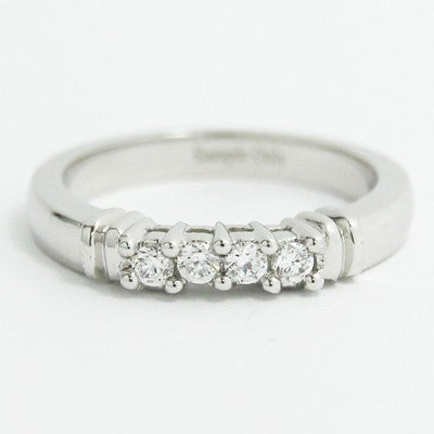 3.0mm Shared Prong Cathedral Wedding Band 14k White Gold