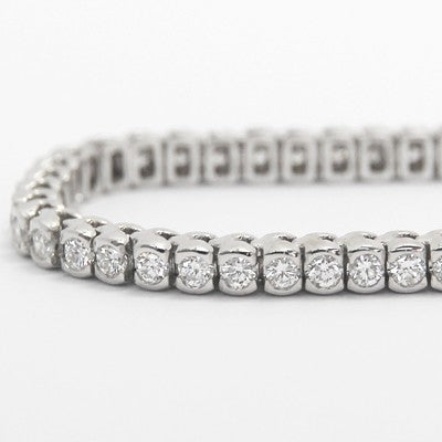 3.17 Carats Half Bezel Set Tennis Bracelet 14k White Gold WTB3.17