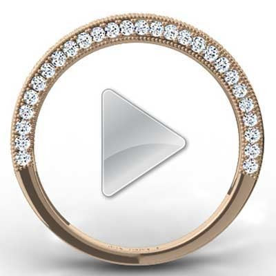 W93613R-(3.1mm) Triple Sided Pave Set Wedding Band 14k Rose Gold