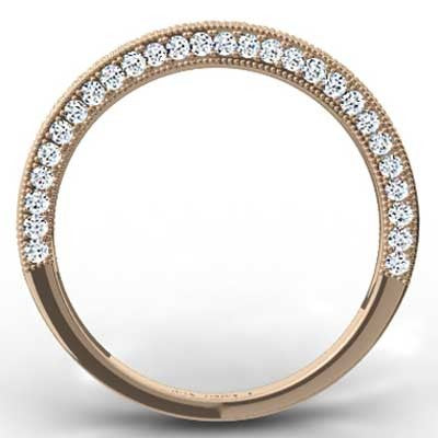 W93613R-(3.1mm) Triple Sided Pave Set Wedding Band 14k Rose Gold