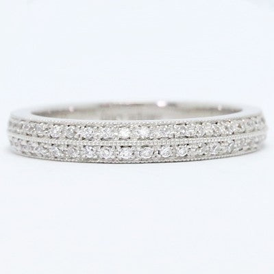 3.2mm Diamond Milgrain Channel Knife Egde Band 14k White Gold
