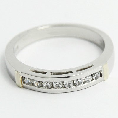 W93335-1 3.2mm Two Tone Channel Set Wedding Band 14k White & Yellow Gold