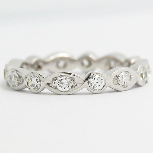 L93812-C-(3.3-2.2mm) Designed Diamond Eternity Wedding Band 14k White Gold