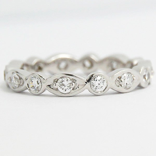 3.3-2.2mm Designed Diamond Eternity Wedding Band 14k White Gold