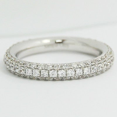 W93661-(3.4mm) Rounded Micro Pave Diamond Band 14k White Gold