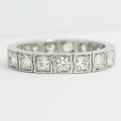 L93780-(3.5mm) Exclusive Design Eternity Wedding Band 14k White Gold