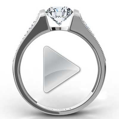 Three Row Pave Tension Style Engagement Ring 14k White Gold E93497