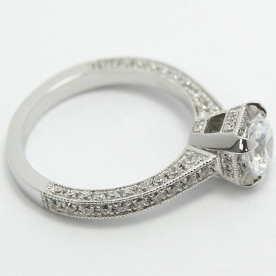 Side Pave with Crown Accent Diamonds 14k White Gold E93649-3