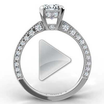 Side Pave with Crown Accent Diamonds 14k White Gold E93649-3