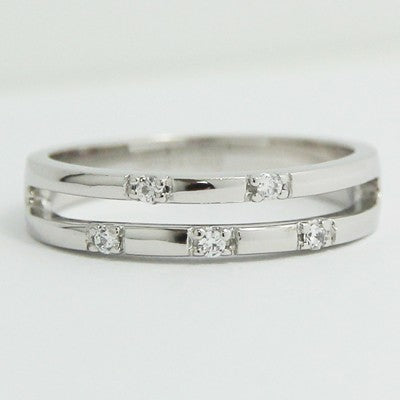 L93833-(4.0-4.5mm) Split Wedding Band 14k White Gold