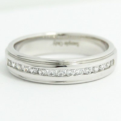 W93370-(4.6mm) Double Groove Channel Set Band 14k White Gold