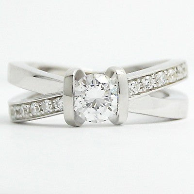 E94065 Split Shank Tension Style Engagement Rind 14k White Gold