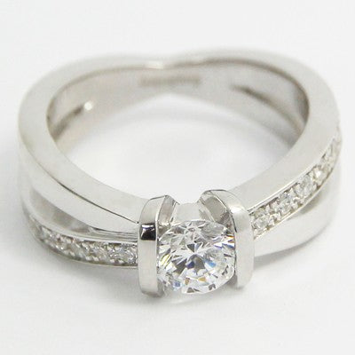 6.7-4.0mm Split Shank Tension Style Engagement Rind 14k White Gold