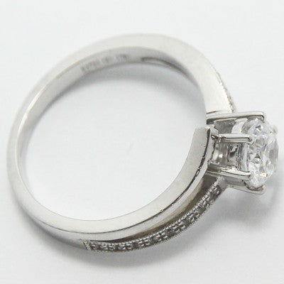 6 Prong Double Band  Design Engagement Ring 14k White Gold