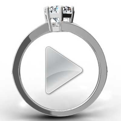 6 Prong Double Band  Design Engagement Ring 14k White Gold E93721